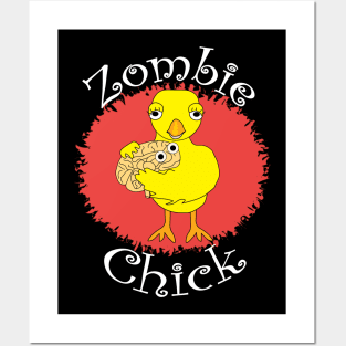 Zombie Chick White Text Posters and Art